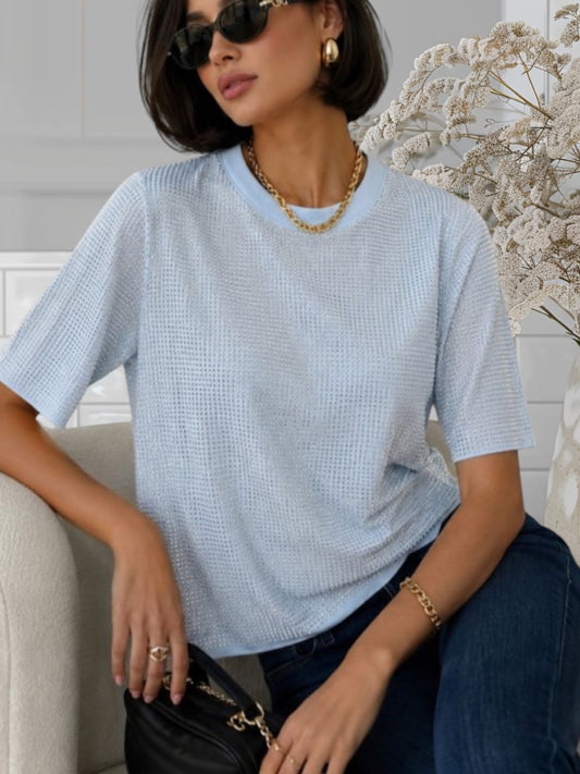 Rhinestones T/Shirts Loose
