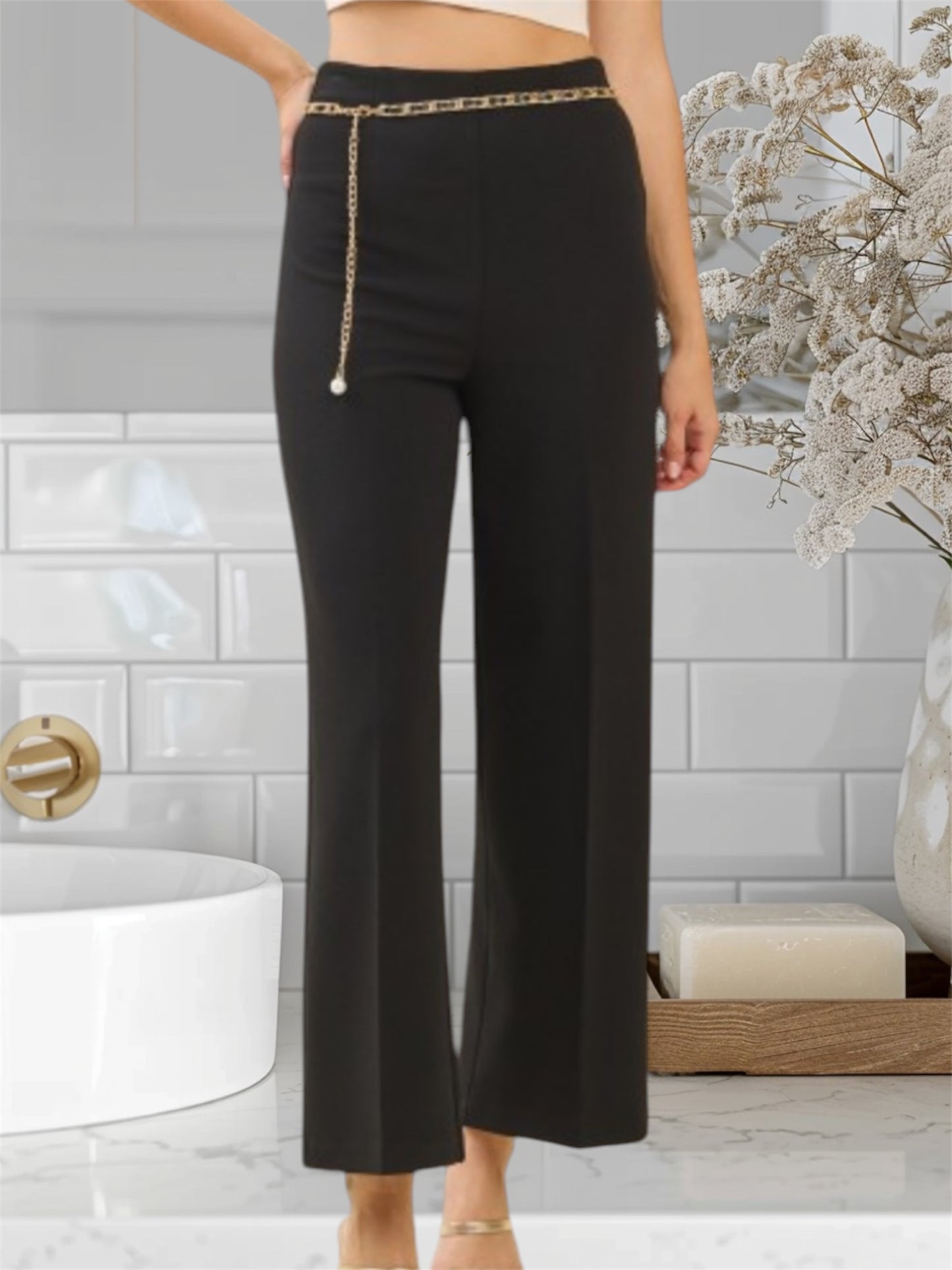 Black High Wist Pants 515