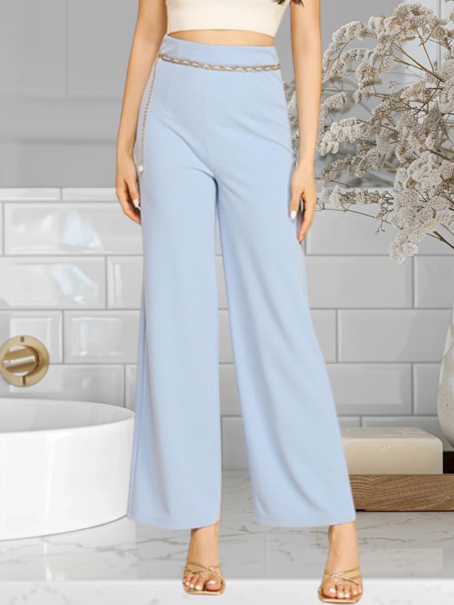 Wide Leg Pants W/Belt