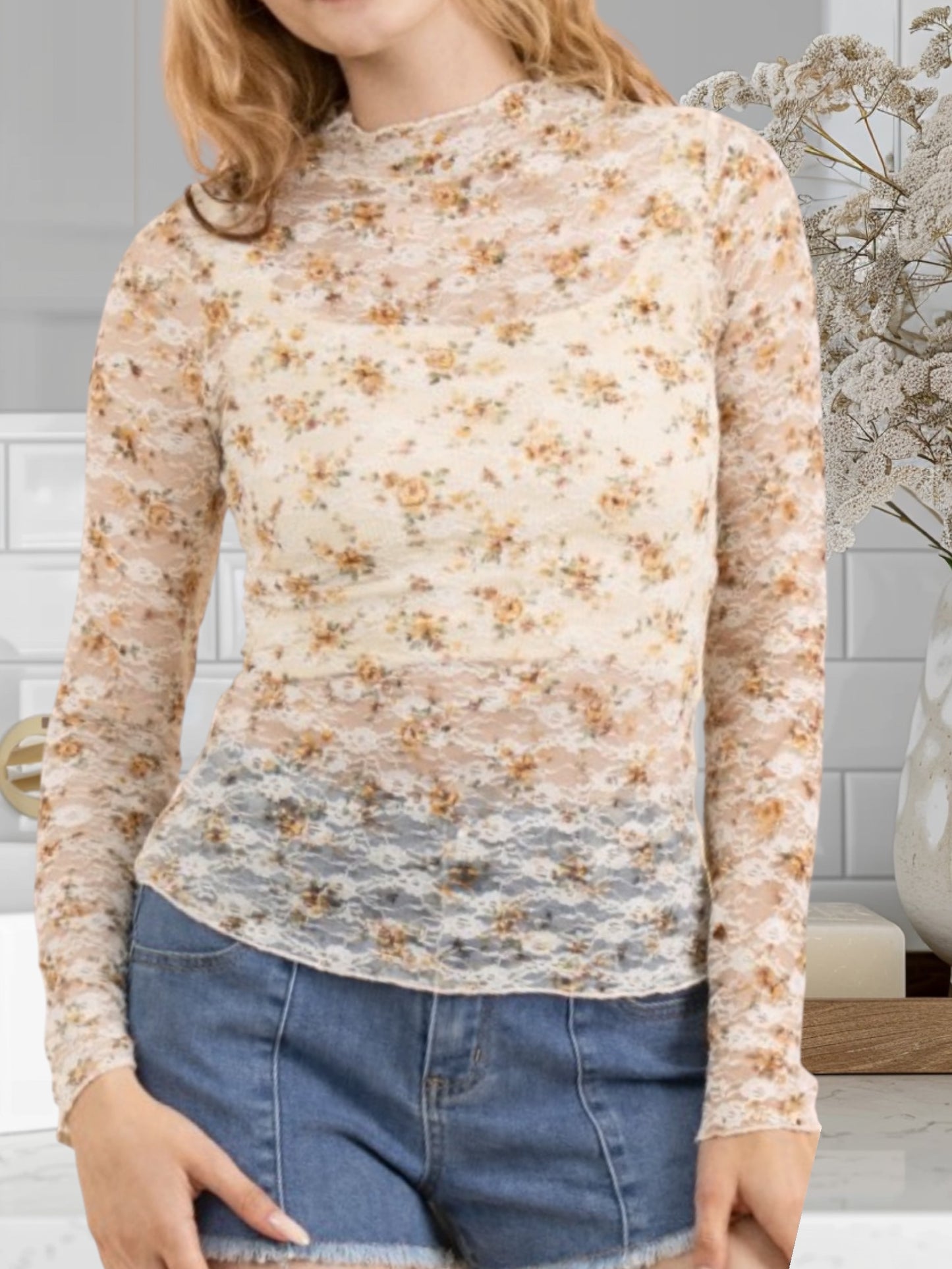 Floral Mesh Top