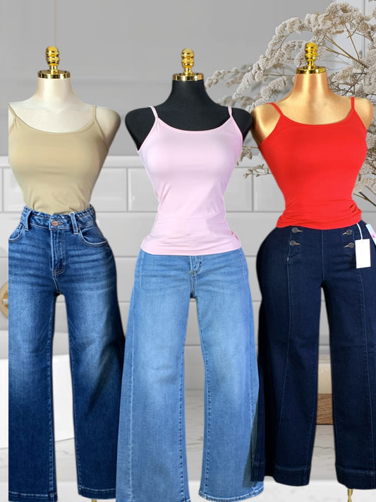 3 Basic Tops Double Layered Color Pink/Red/Khaki