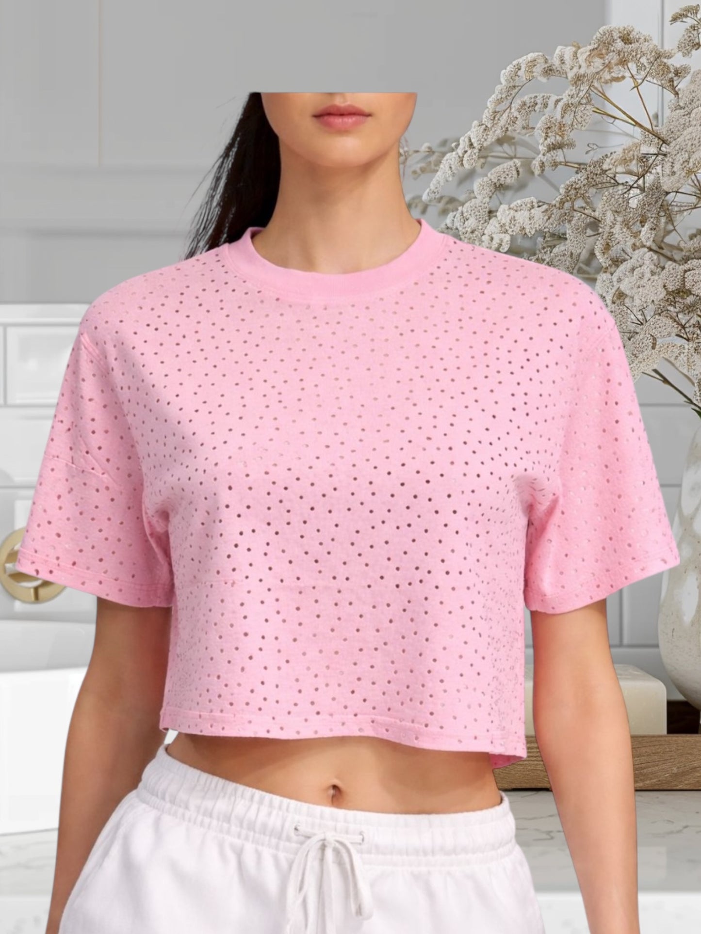 Crop Top With Rhinestones