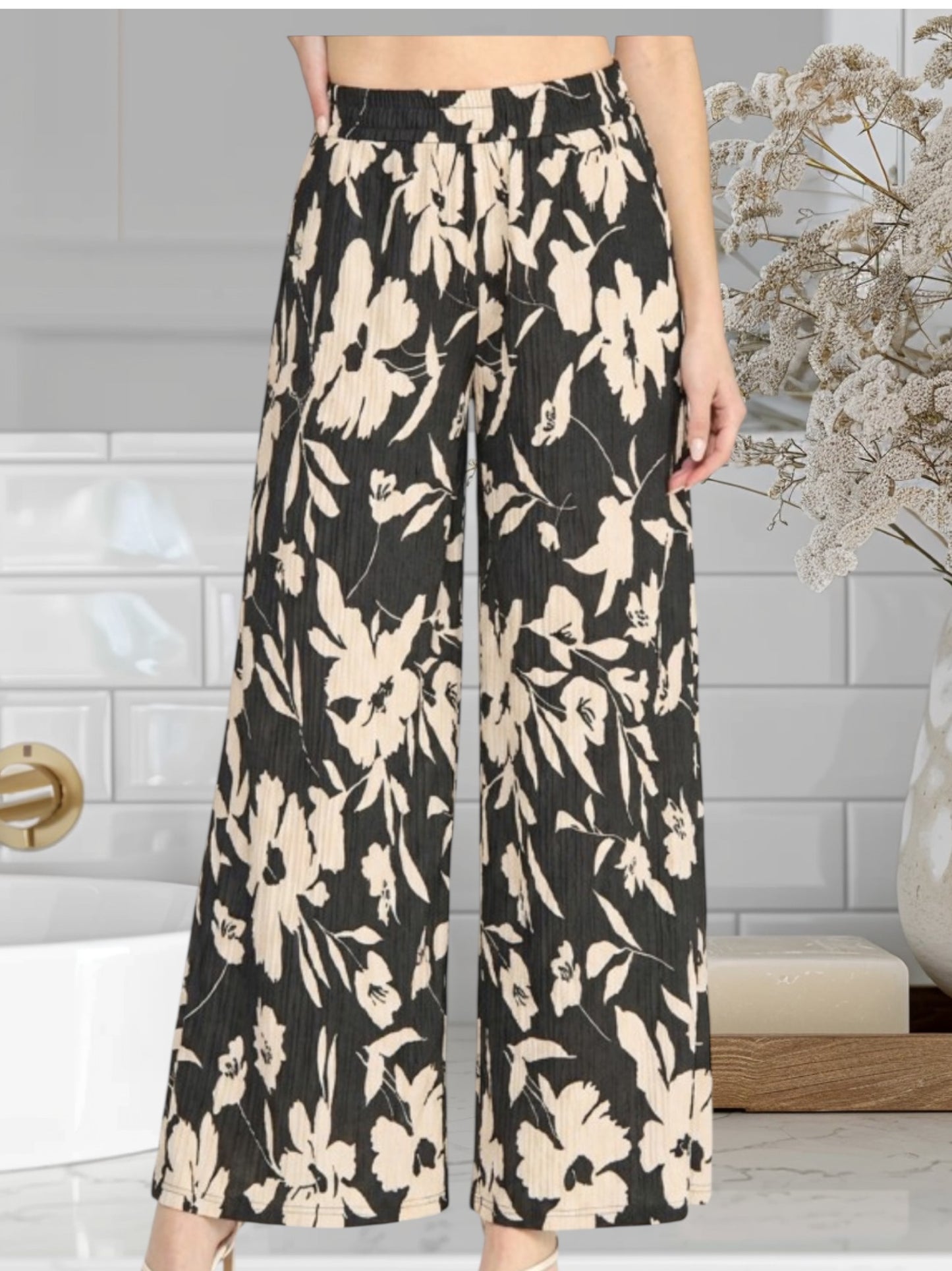 Floral Print Straight Leg Pants