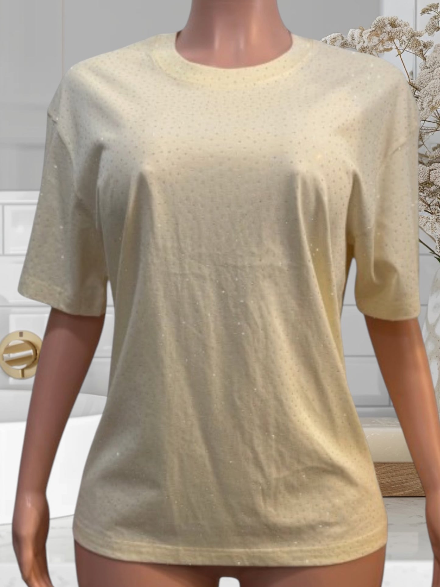 Oversized T-Shirt W/Rhinestone