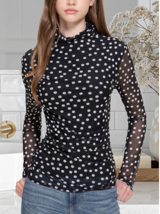 Polka Mesh Top