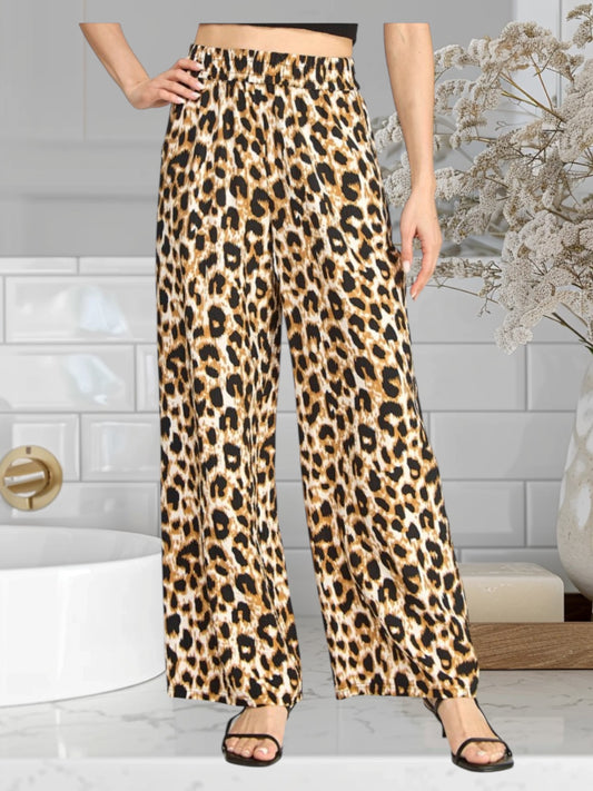 Leopard Print Wide Leg Pants