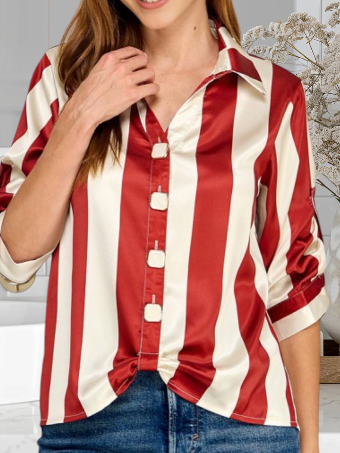 Satin Stripe Blouse