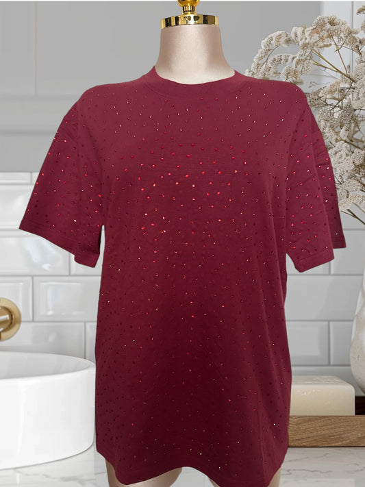 Oversized T-Shirts W/Rhinestones