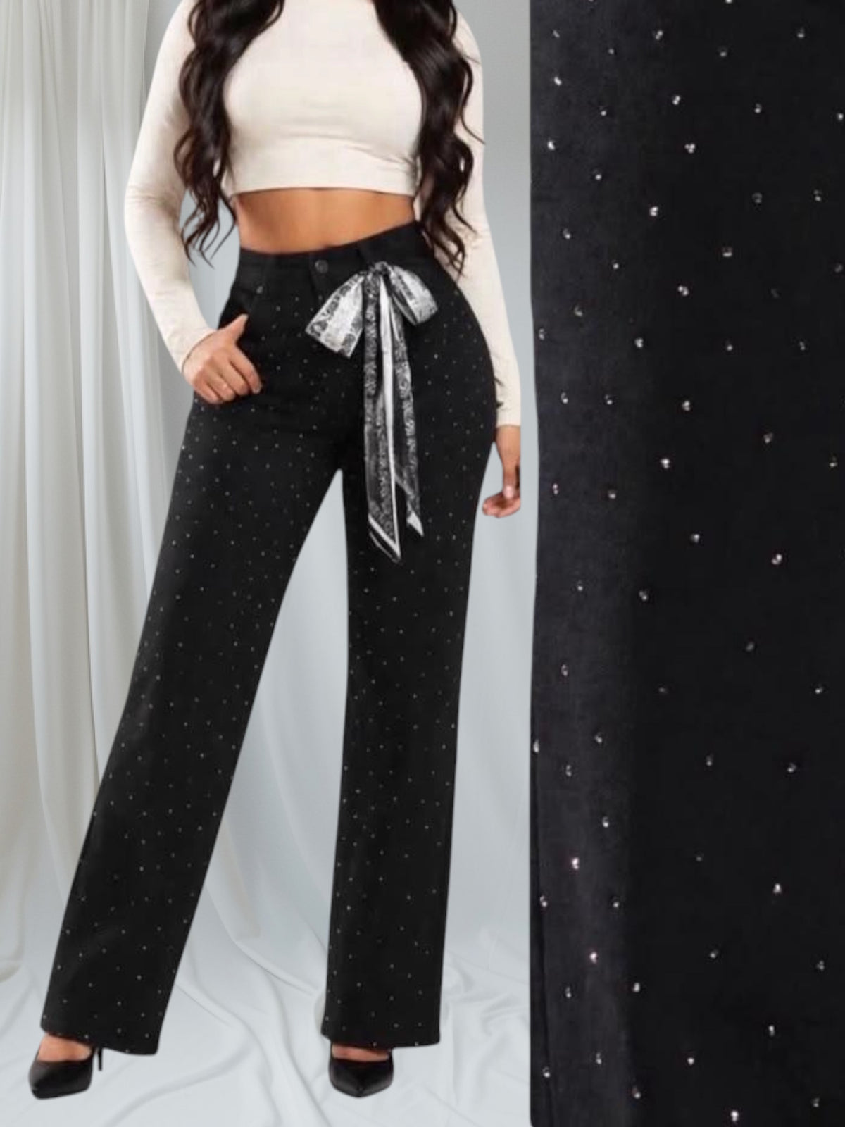 Wide Lege Jean W/Rhinestones 005