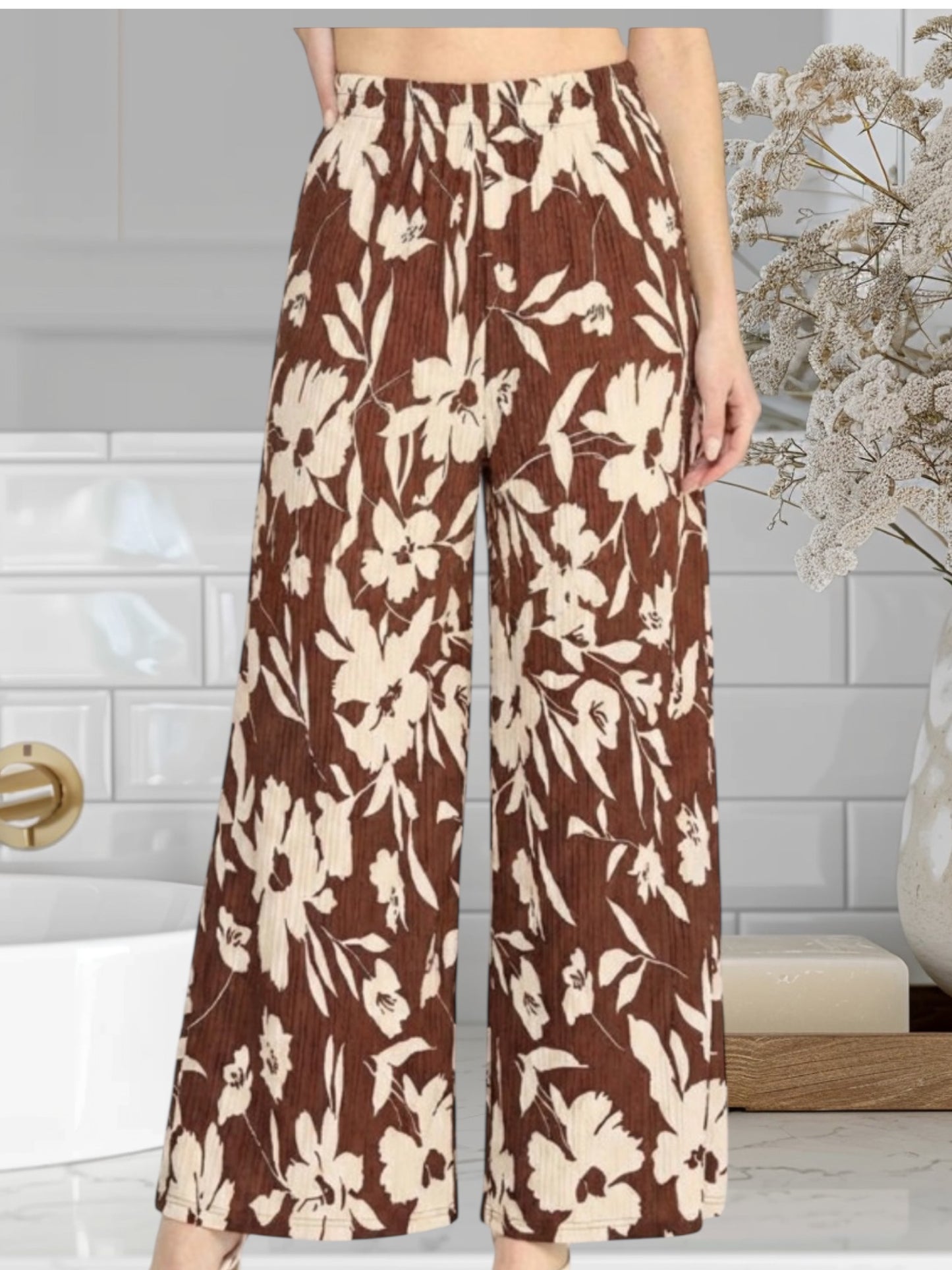 Floral Print Straight Leg Pants