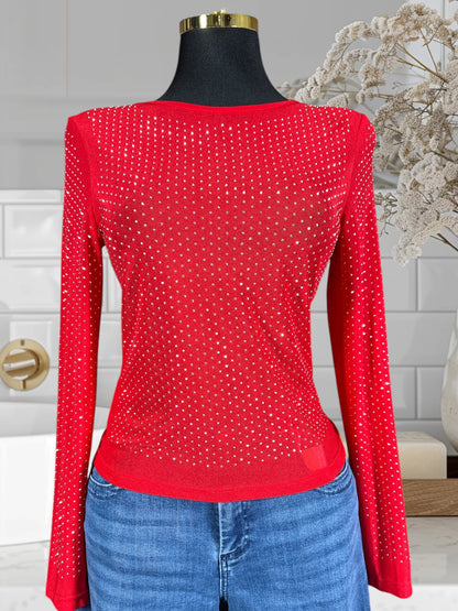 Mesh Top W/Rhinestones