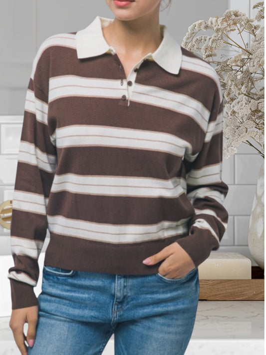 Stripe Polo Cardigan