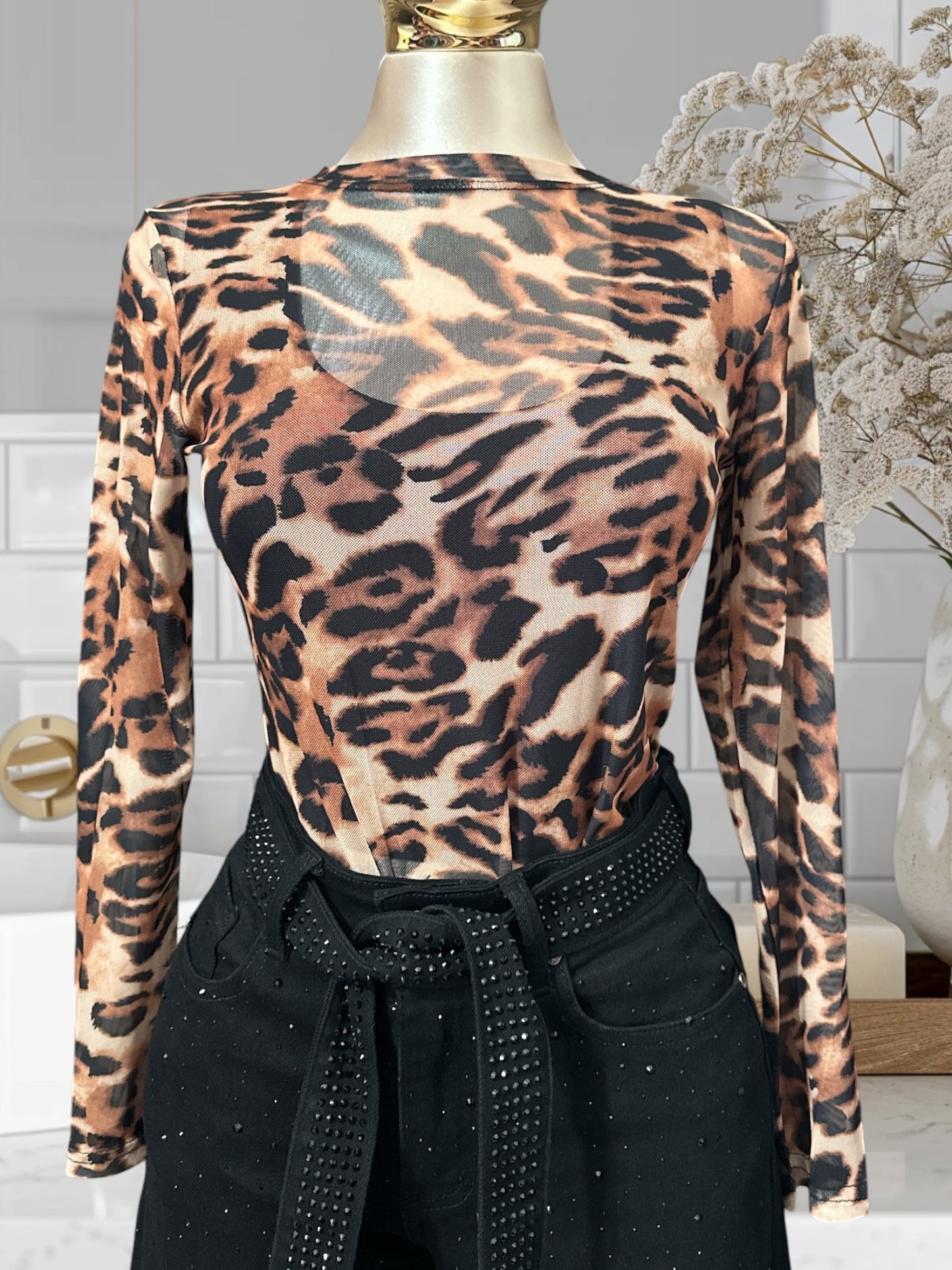 Mesh Top Animal Print