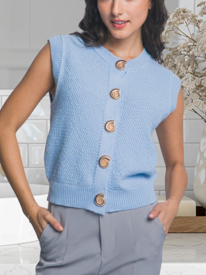 Knit Vest W/Buttons