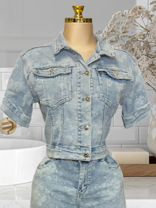 Denim Floral Jacket