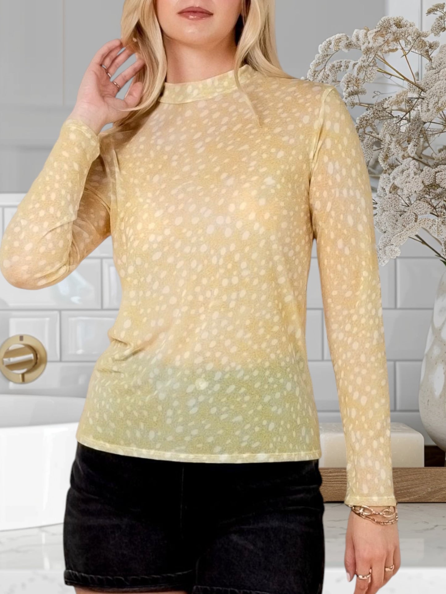 Bambie Print Mesh Top