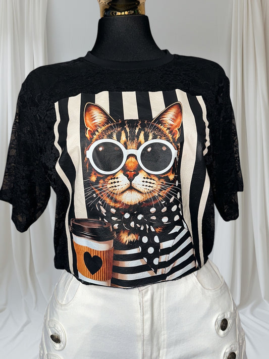 Coffee Cat Lace Shirt