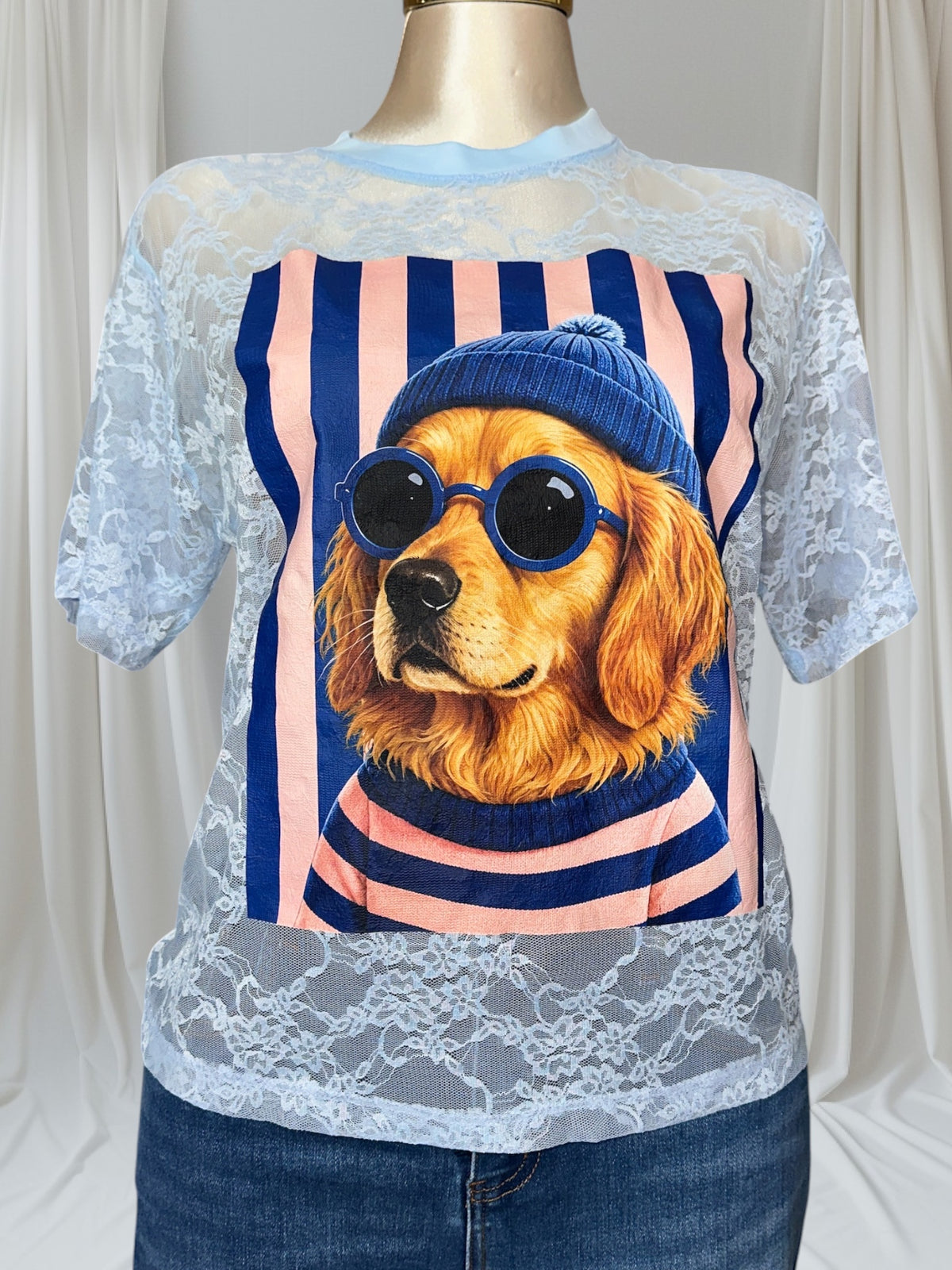 Hat Print Lace Shirt