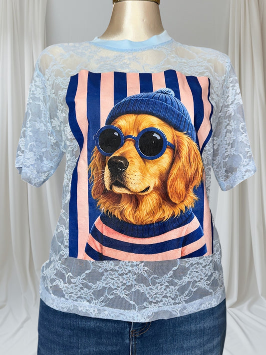 Hat Print Lace Shirt