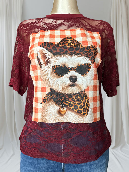 Sun Glasses Dog Lace Shirt