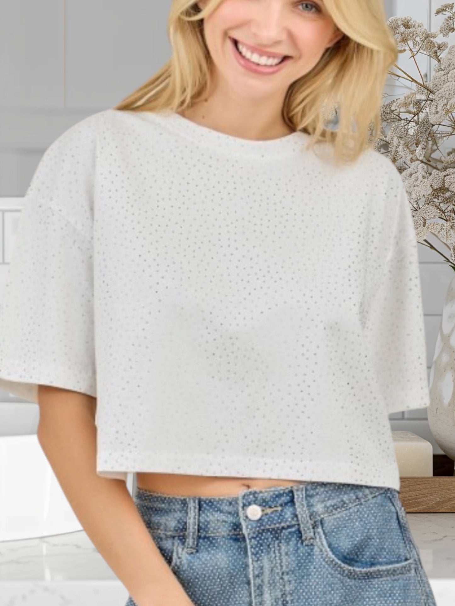 Crop Top W/Rhinestones 81-C
